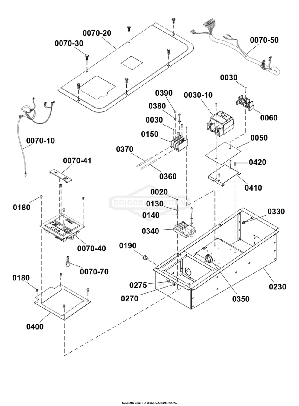 Control Panel Group Diagram and Parts List for 076180-04  Briggs and Stratton Generator